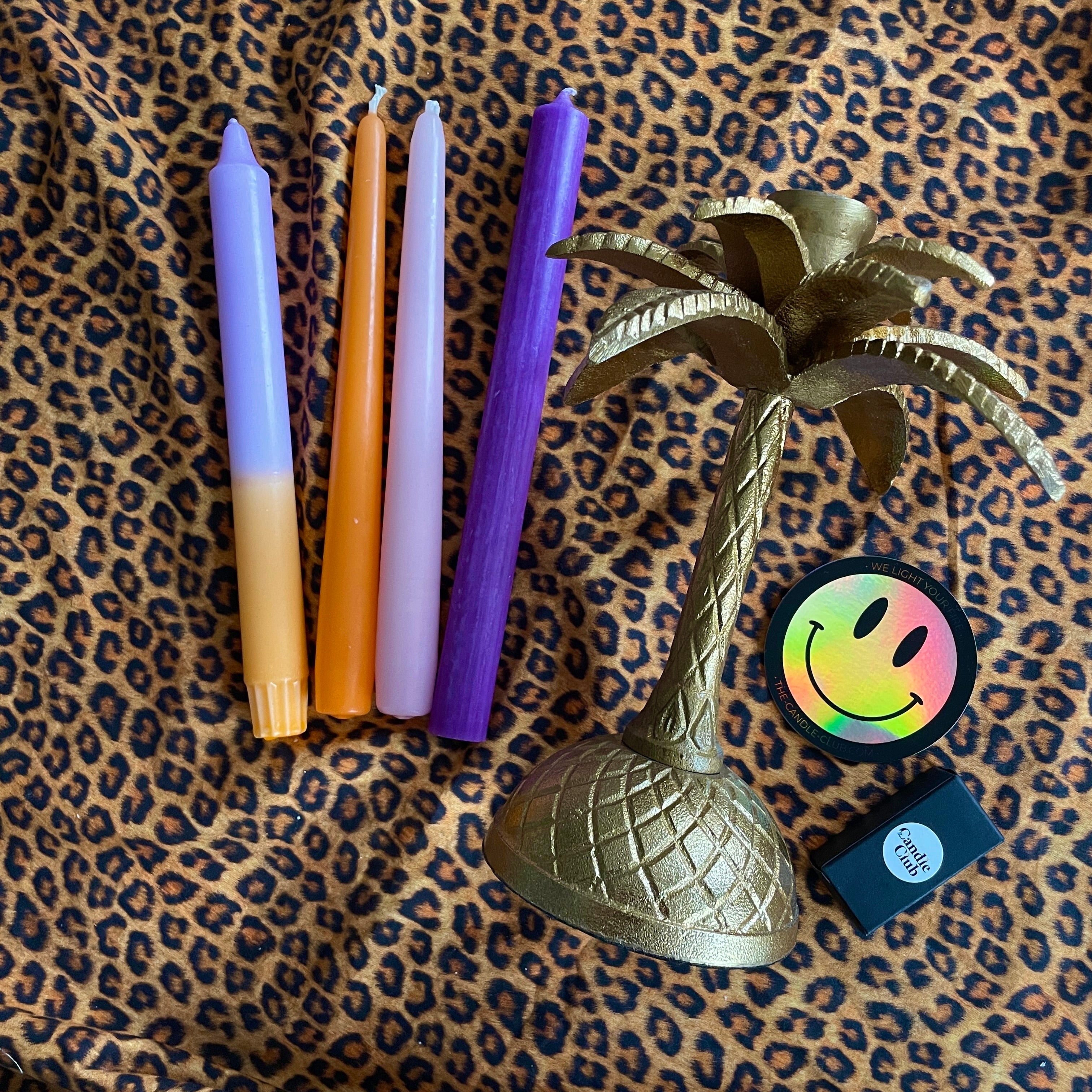 Rice metalen gouden kandelaar palmboom