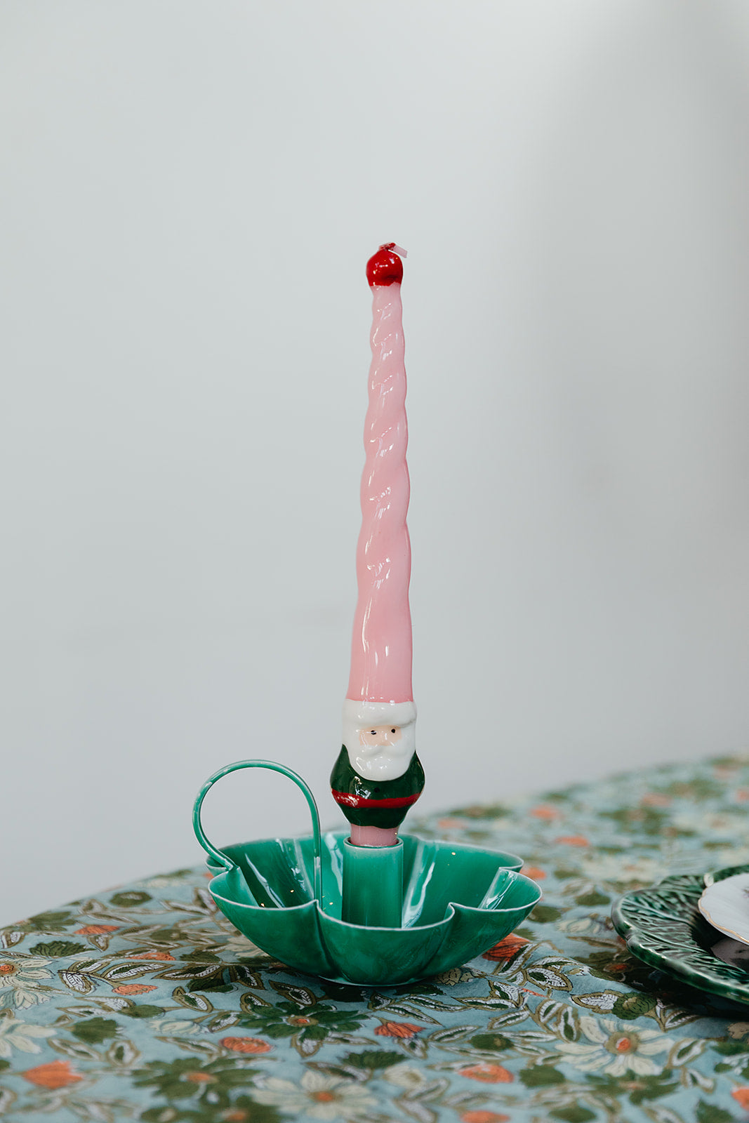 Rice metalen kandelaar bloem lichtroze