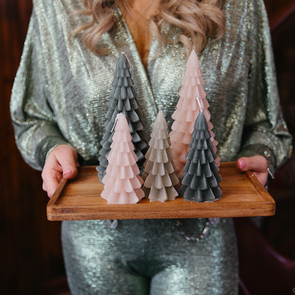 The Candle Club kerstboom kaars lichtgroen 12cm