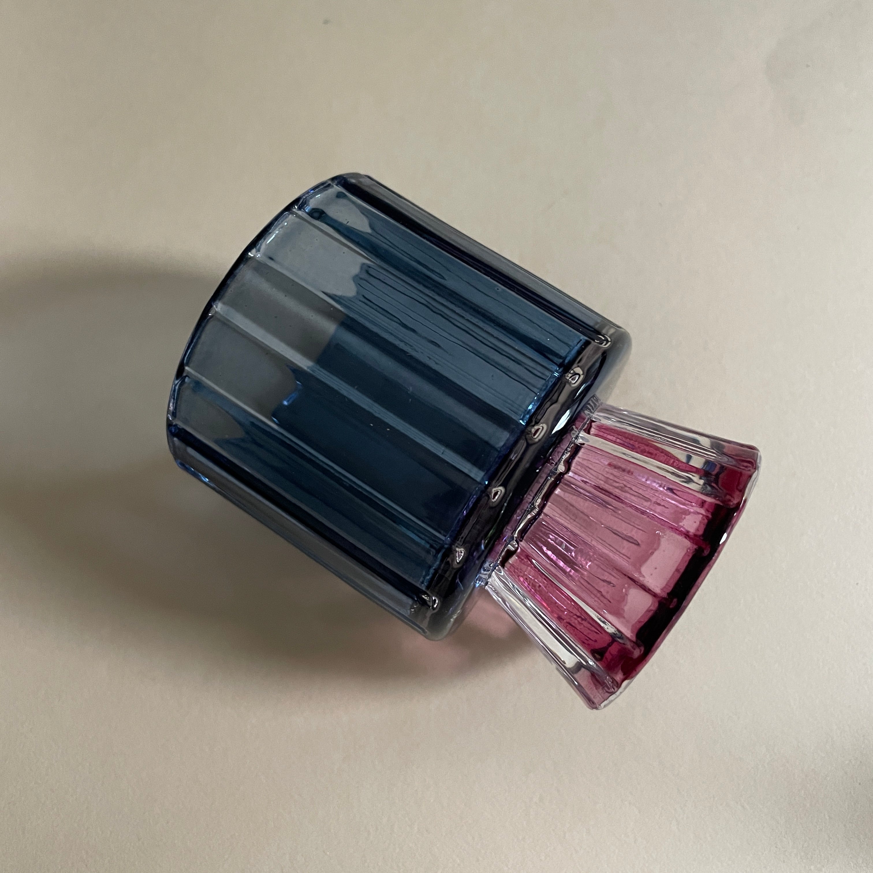 The Candle Club Multifunctionele gekleurde glazen kandelaar Blauw/Roze