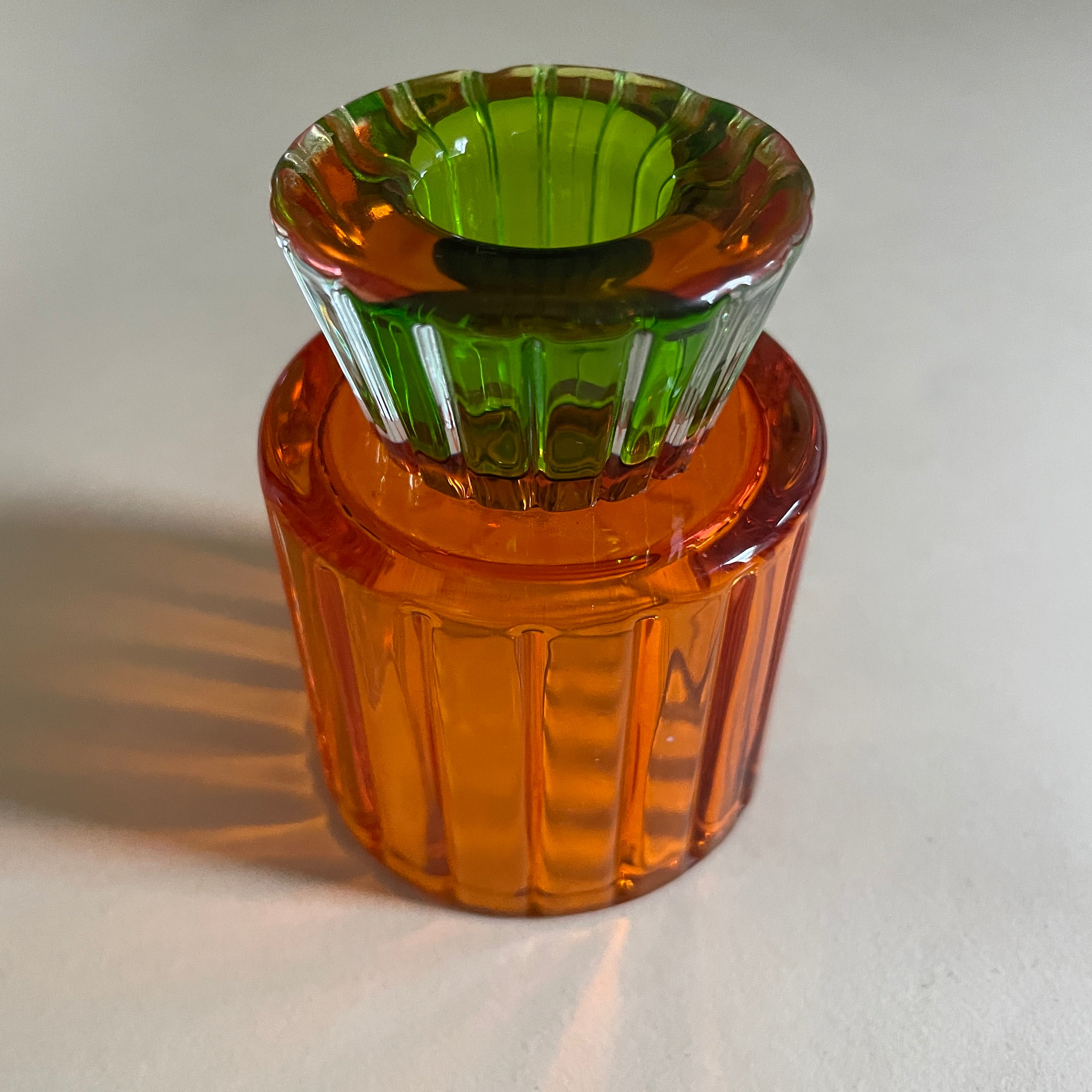 The Candle Club Multifunctionele gekleurde glazen kandelaar Oranje/Groen