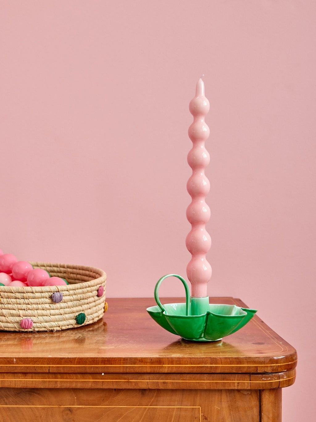 Rice metalen kandelaar bloem groen