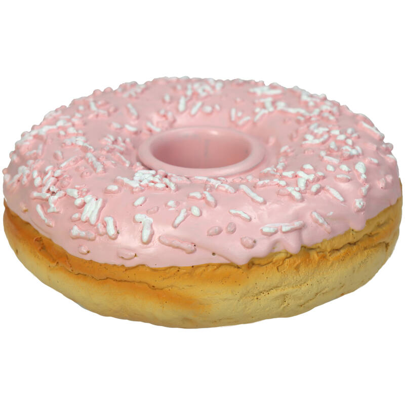 Roze donut kandelaar