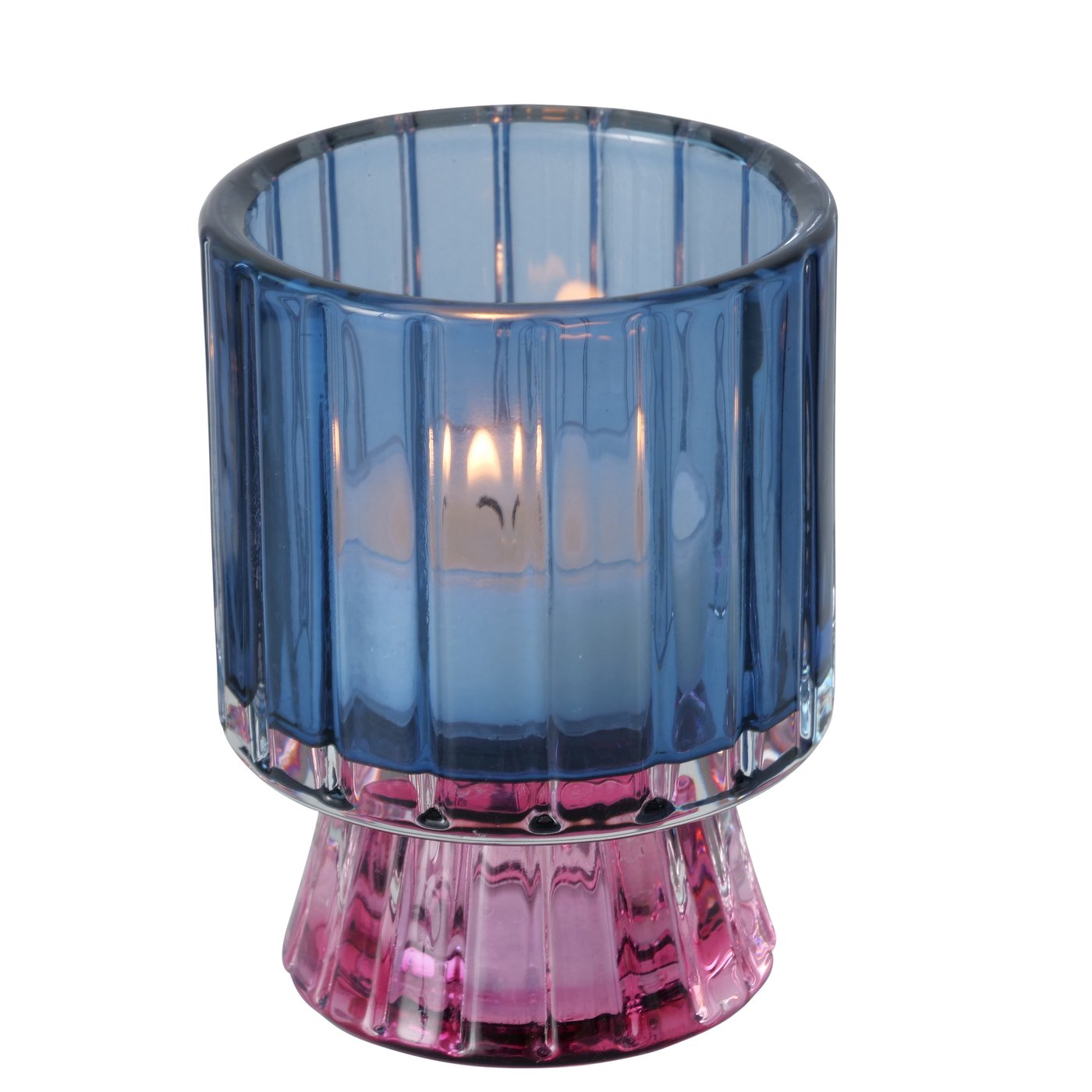 The Candle Club Multifunctionele gekleurde glazen kandelaar Blauw/Roze