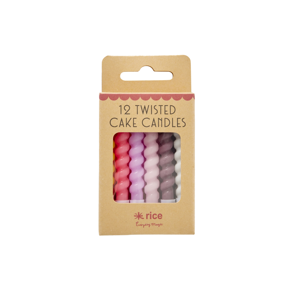 Rice- Verjaardagskaarsen - Twisted pink 12 stuks