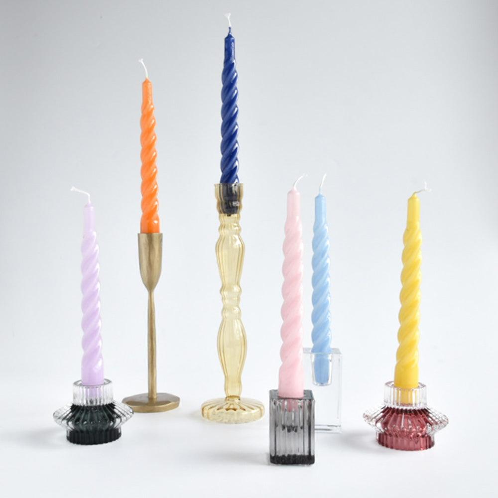 The Candle Club Twisted Candle Set - Candy (lichtblauw, geel, licht Roze) - The Candle Club