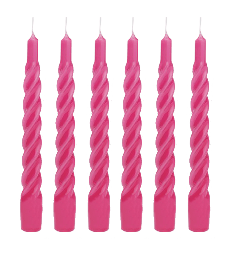 The Candle Club Twisted Candle Set - Fuchsia - The Candle Club