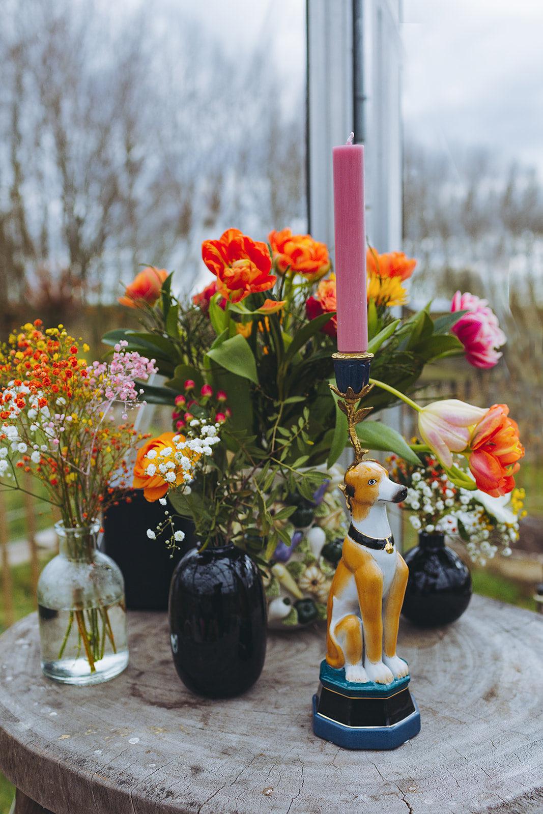 The Candle Club Kandelaar Hond Bruin - 34cm - The Candle Club