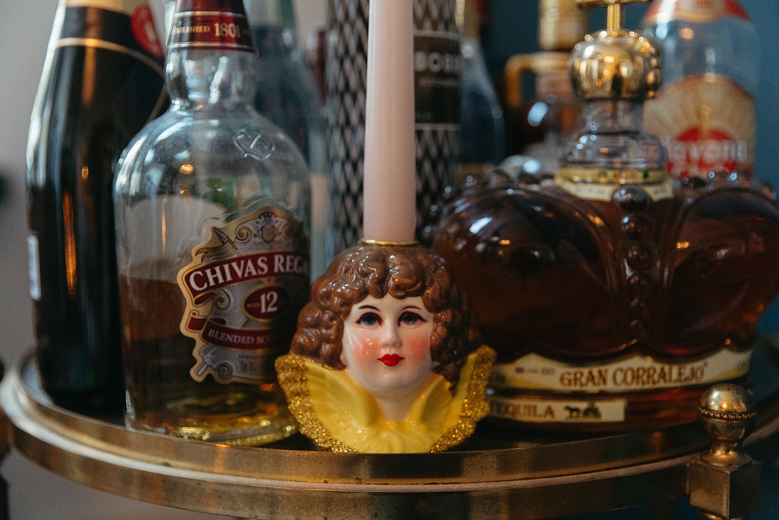 Rice keramieken kandelaar angel head geel