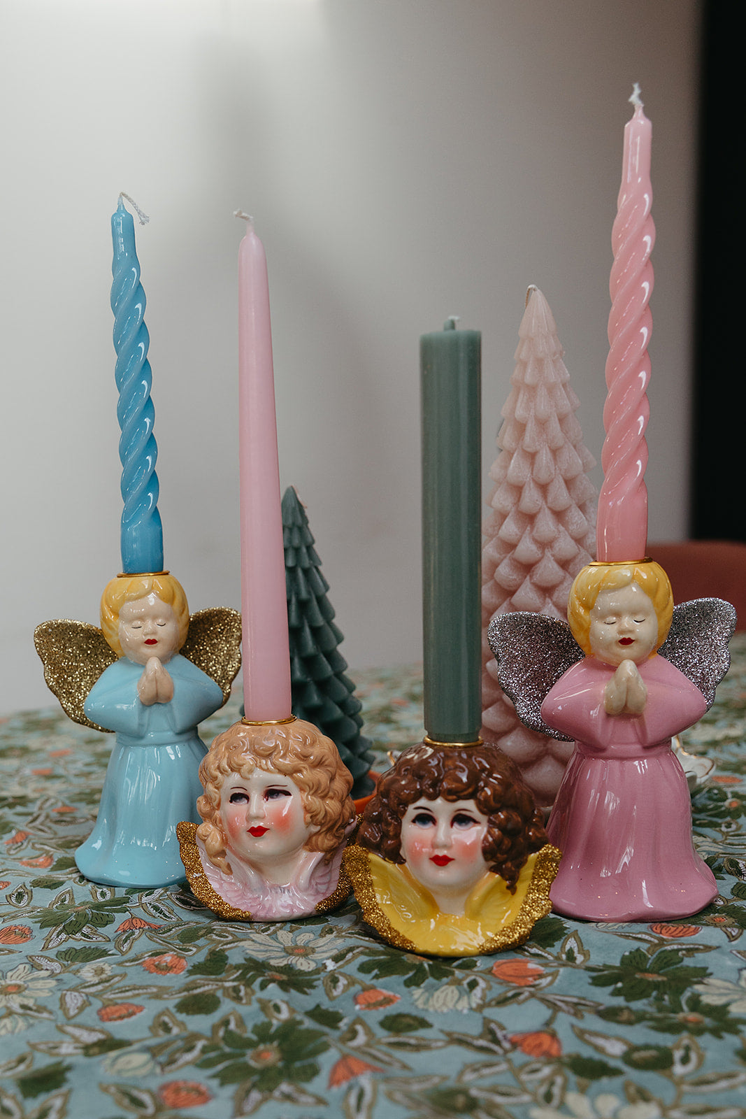 Rice keramieken kandelaar engel roze