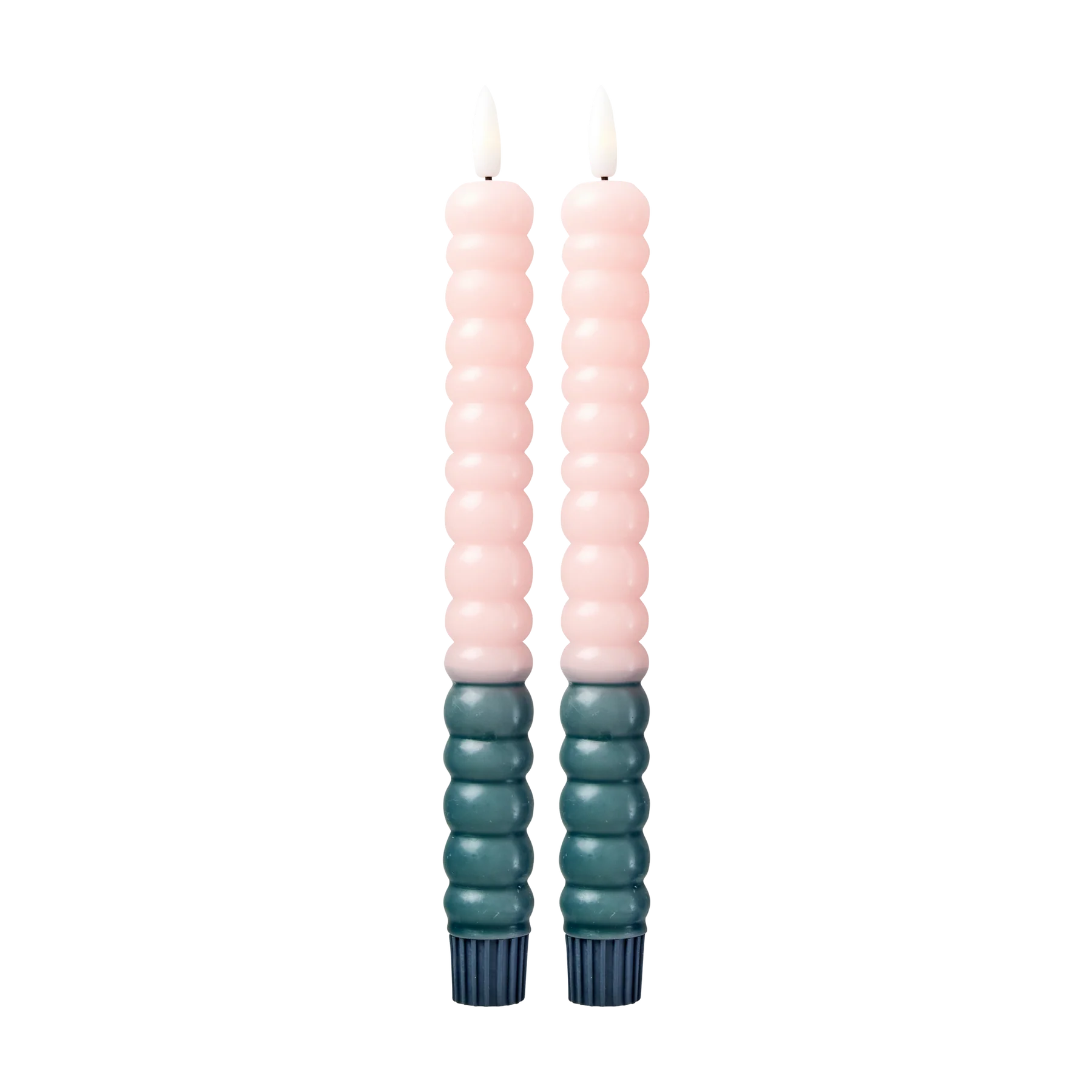 Rice Twisted LED kaarsen set van 2 - Groen & Roze