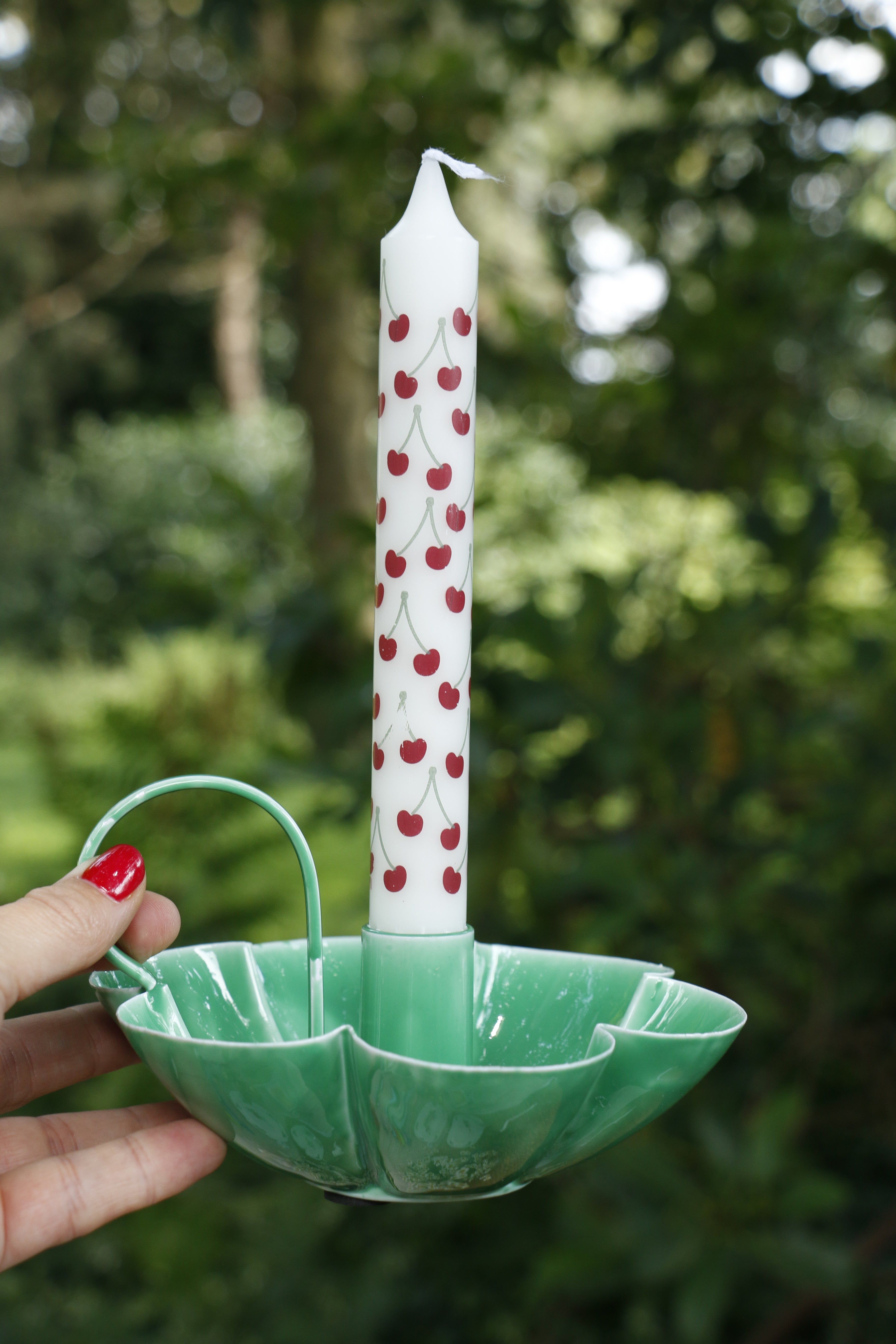 Rice metalen kandelaar bloem groen