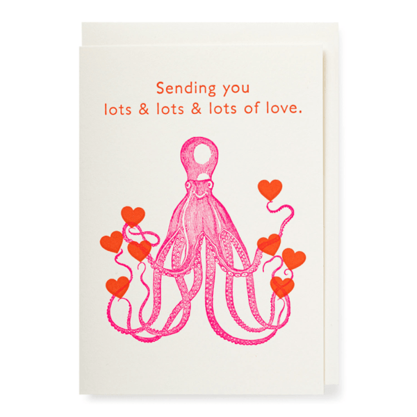 Archivist Gallery Lots of love Octopus wenskaart - 12 x 8 cm - The Candle Club