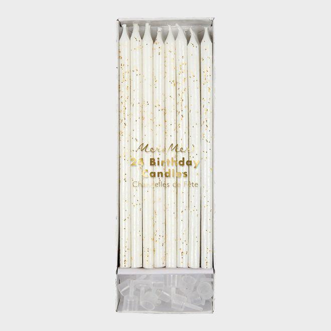 Meri Meri - Verjaardagskaarsen - Goud glitter - 24 stuks - 14cm - The Candle Club