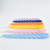 Twisted kaarsen, Italiaanse draaikaarsen - Regenboog - Rainbow - Set  6 stuks