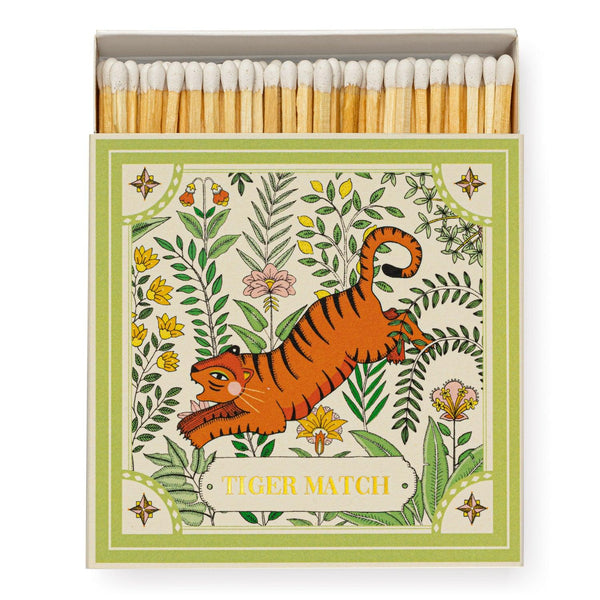 The Fine Matchbox Company - Archivist Ariane's green tiger Match Lucifers - The Candle Club