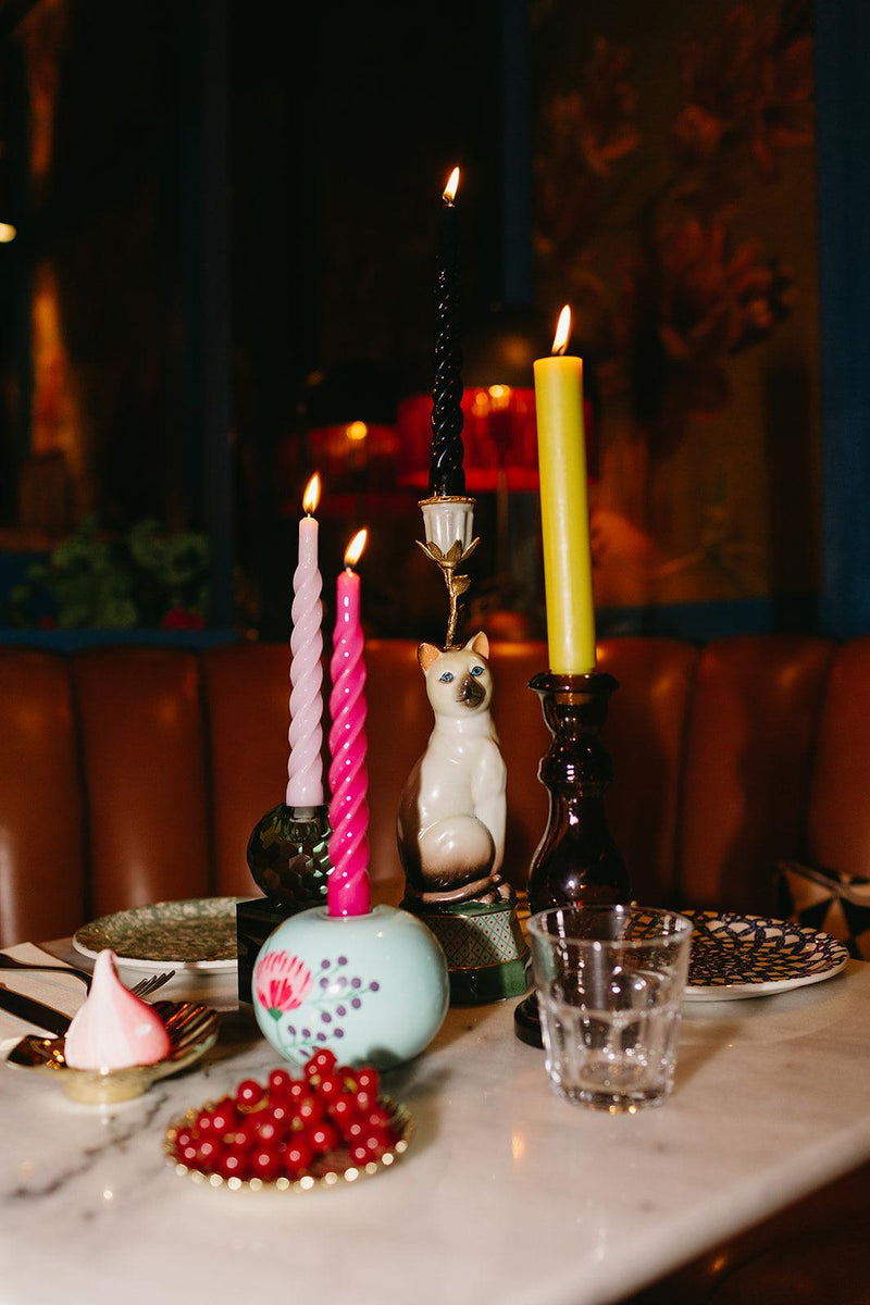 The Candle Club Twisted Candle Set - Fuchsia - The Candle Club