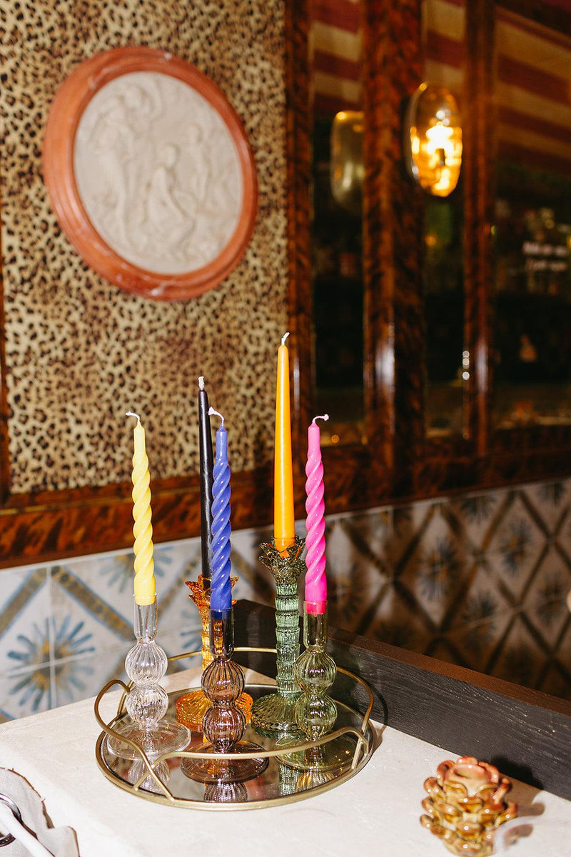 The Candle Club Twisted Candle Set - Fuchsia - The Candle Club