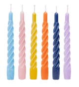 Twisted kaarsen, Italiaanse draaikaarsen - Regenboog - Rainbow - Set  6 stuks